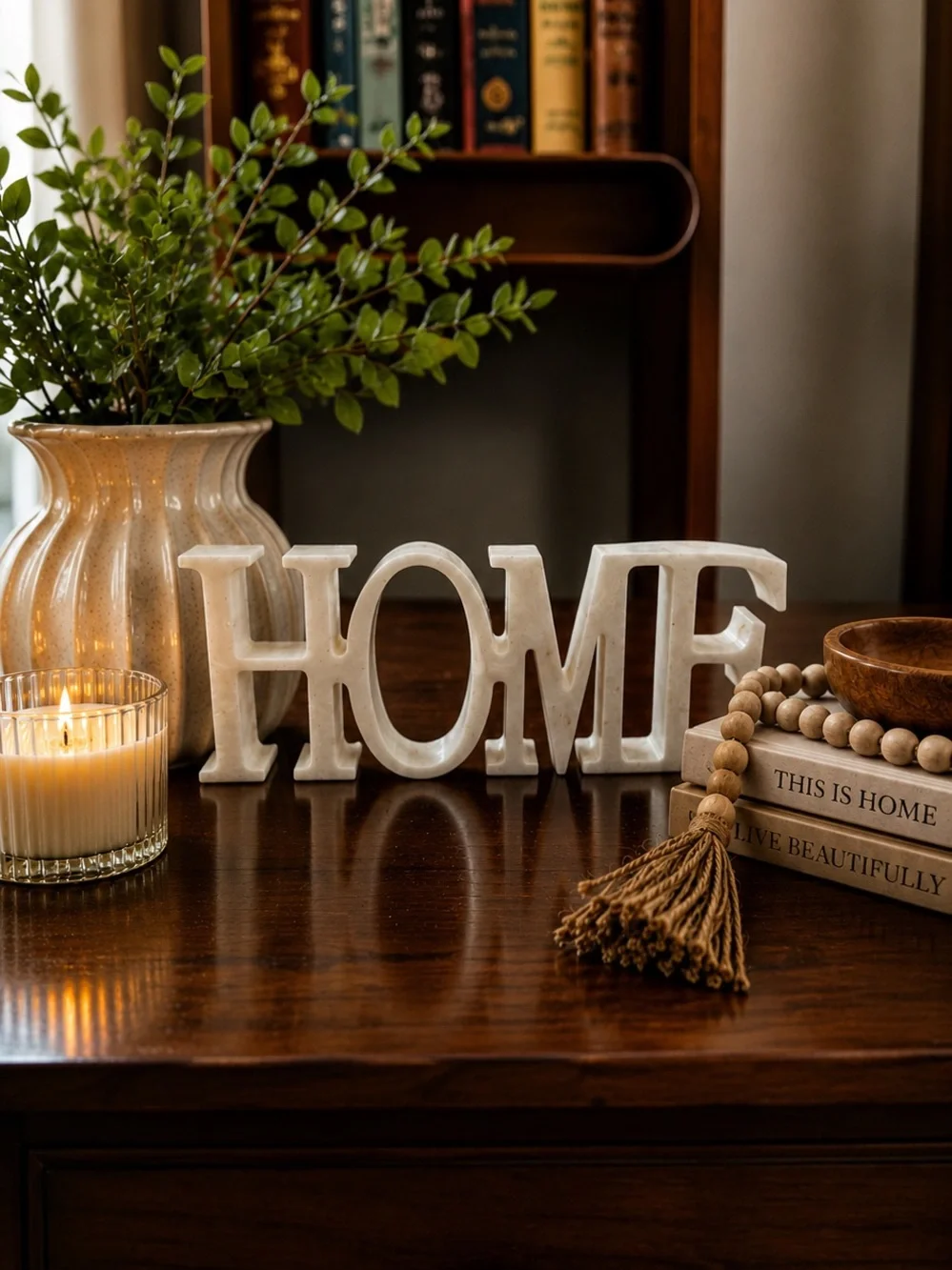 White HOME Decorative Accent Word - Elegant Tabletop Decor